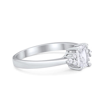 Radiant Cut Engagement Ring 925 Sterling Silver Simulated CZ